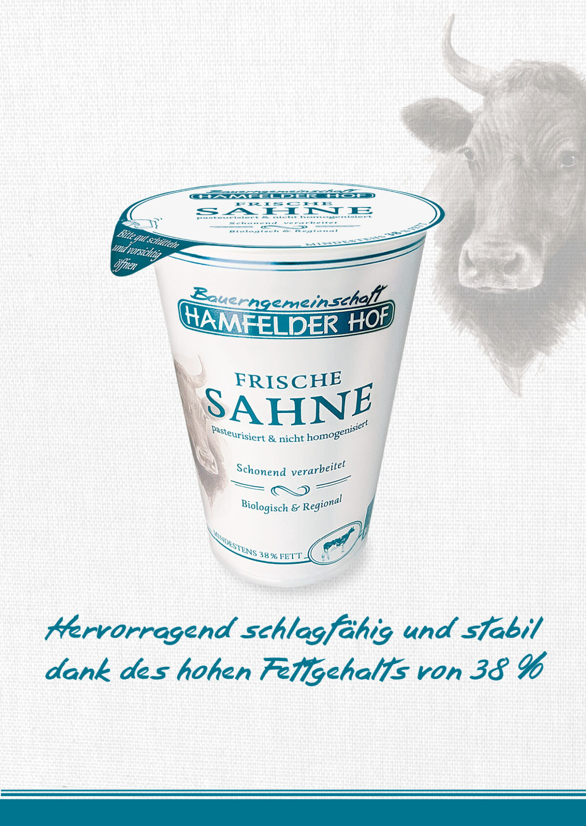 Neu im Sortiment Frische Sahne mit mindestens 38 Fett Bauerngemeinschaft Hamfelder Hof