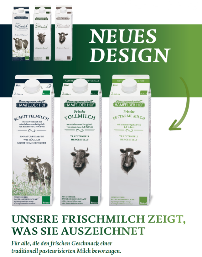 Neues Design bei unseren Hamfelder Hof Frischmilchsorten